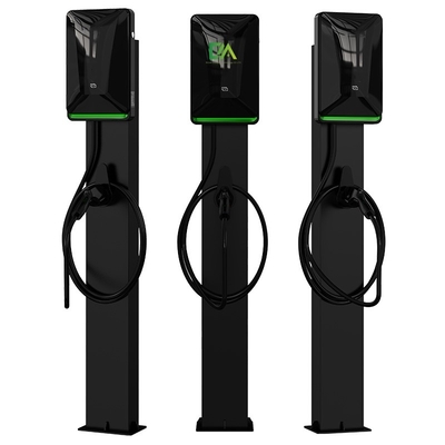 الرئيسية التجارية عمود أسود شاحن المركبات الكهربائية النوع 2 7kw 11KW 22kw محطة شحن محمولة مع RFID OCPP