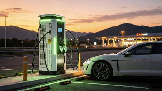 موقف السيارات على الطرق السريعة محطة شحن سريع للأسطول التجاري سلسلة Dew البيضاء DC EV شاحن 240kW IP54 تبريد الهواء شاشة لمس 10 بوصة OCPP1.6J دعم 4G Ethernet WIFI APP