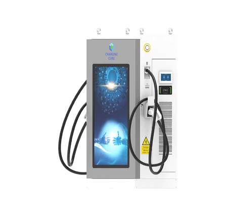 شاشة إعلانات سلسلة شاحن EV DC بتقنية 4G Ethernet WIFI APP، تبريد هوائي IP54، شاشة لمس 10 بوصة، محطة شحن سريع بقدرة 120 كيلو واط لتطبيقات مواقف الطرق السريعة والأسطول التجاري