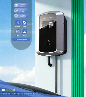 سعر جيد دعم الحائط والعمود 85 فولت 265 فولت IP54 شاشة LCD مقاس 5.64 بوصة لشحن السيارات الكهربائية السكني 7 كيلو واط 32 أمبير J8 محطة شحن السيارات الكهربائية AC من النوع الأوروبي 2 متصل