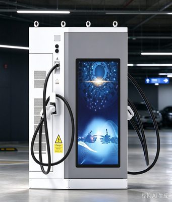 60kW DC EV Charger 55-inch LCD Advertising Screen Dual Display CCS1 CCS2 CHAdeMO GB/T for Fleet Depot