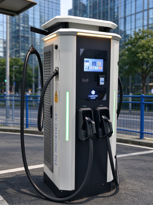 شاحن سيارة كهربائية سريع DC بقوة 80 كيلو واط 200-1000 فولت CCS1 CCS2 CHAdeMO GB/T IP54 OCPP 1.6J RFID عمود شحن